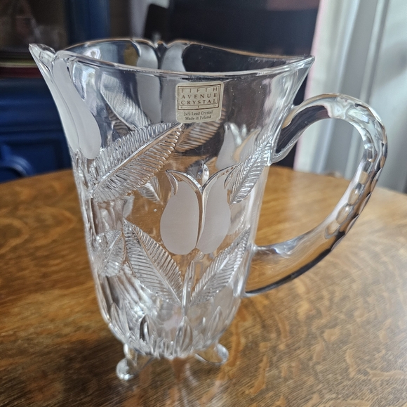 Fifth Avenue Crystal Etched Footed Pitcher 48 Ounces - Picture 5 of 8